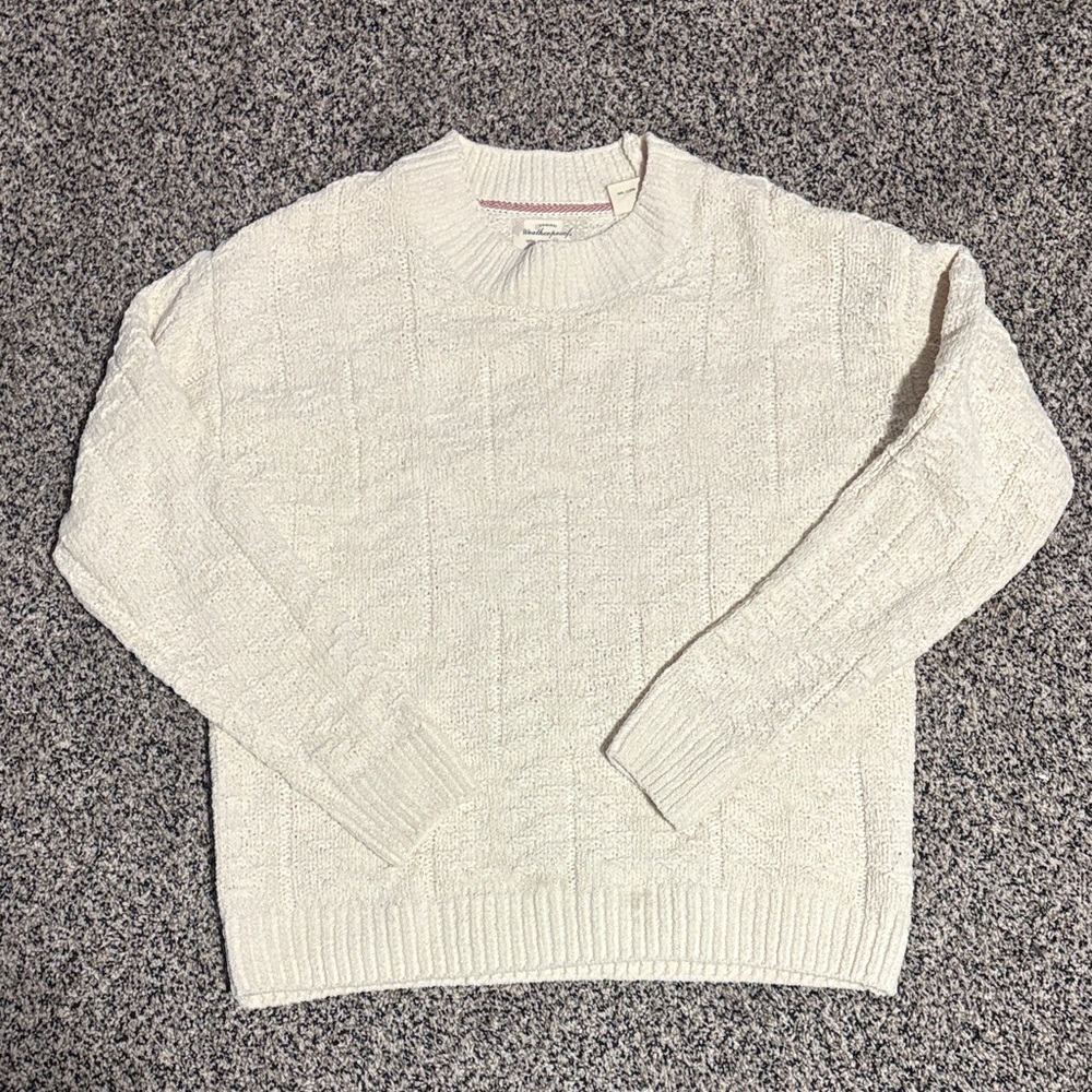Vintage Textured Crewneck Sweater in Cream